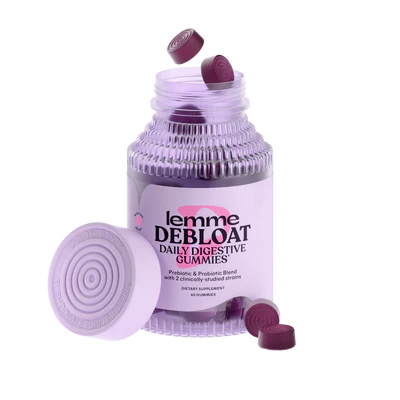Gomitas digestivas Lemme Debloat en frasco morado abierto