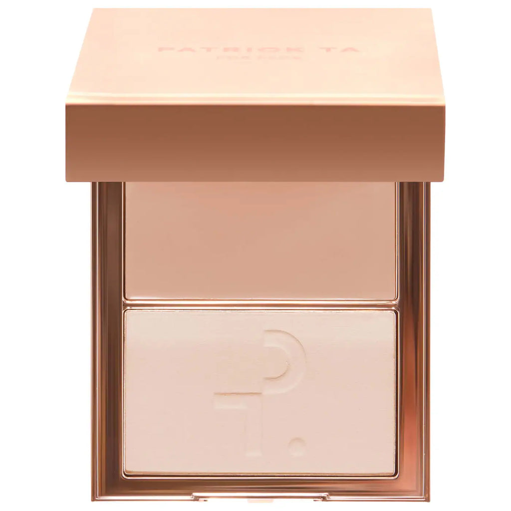 Dúo Patrick Ta Major Skin con base en crema y polvo finalizador en compacta rosa
