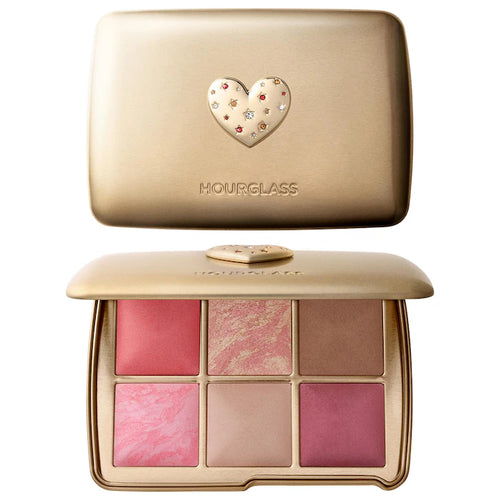 Paleta facial estuche dorado con corazón, seis polvos faciales 